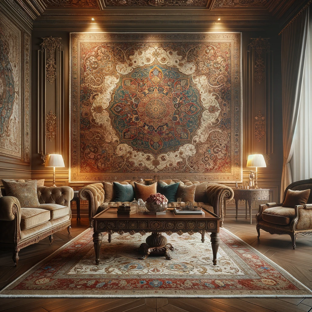 Spanish architectural style, antique rugs are in perfect harmony